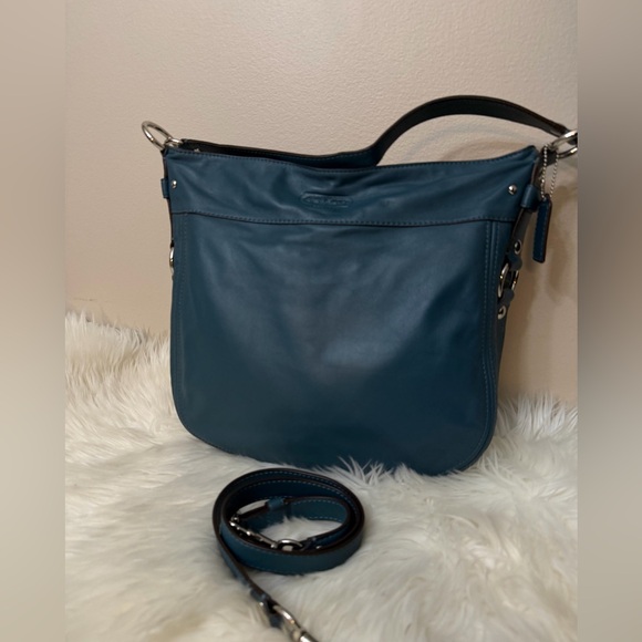 Coach Teal Leather Shoulder Bag# F14706 - Picture 4 of 12